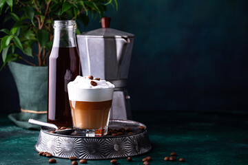 Cold brew coffee with cold foam.