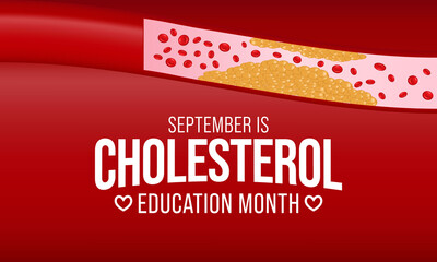 National Cholesterol Education month is observed every year during September, to raise awareness about cardiovascular disease, cholesterol, and stroke. Vector illustration