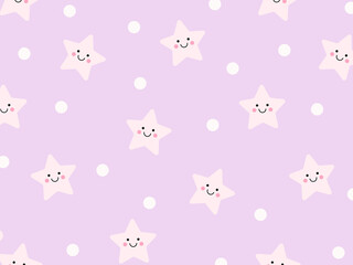 Cute pattern for kids. Colorful stars in kawaii style. Wallpaper background.