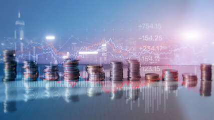 Stock market graph and candlestick. Abstract finance background