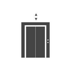 Elevator vector icon with button on white isolated background.