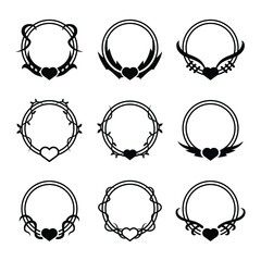 heart round frame set