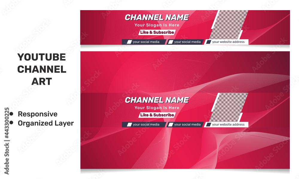 Wall mural modern youtube channel art banner template. youtube banner design for any business ideas. responsive