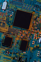 Obraz premium Electronic circuit board close up. 
