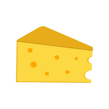 A piece of cheese with holes on a white background for use in web design or clipart