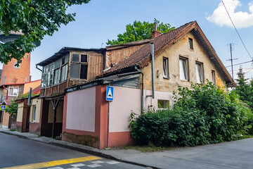 Zelenogradsk, Russia, June 28, 2021. Typical architectural ensemble in the area of ​​historical urban development