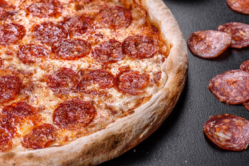 Pepperoni pizza with pizza sauce, mozzarella cheese and pepperoni
