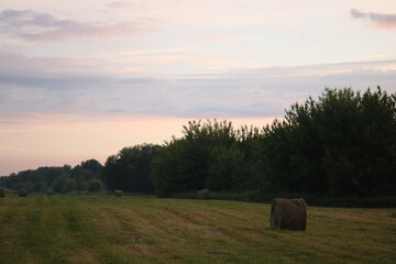 Sunset over farmland in Poland.