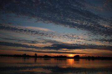 Sunset on the Vistula River in Chełmno, Poland.