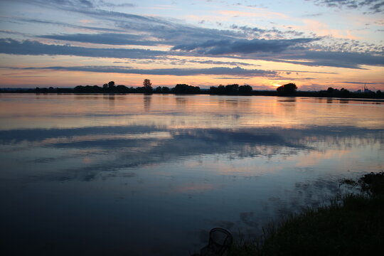 Sunset on the Vistula River in Chełmno, Poland.