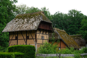 Fototapeta na wymiar Old houses made of wood and mud