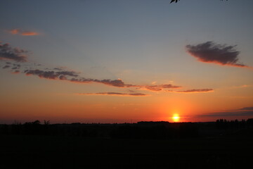 Sunset over polish fild. Poland.