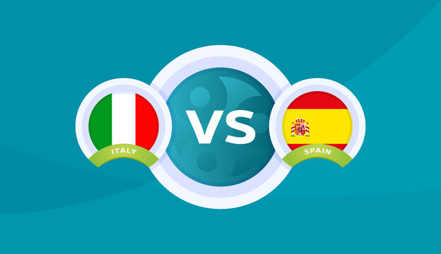 Italy Vs Spain Match Vector Illustration Football Euro 2020 Championship