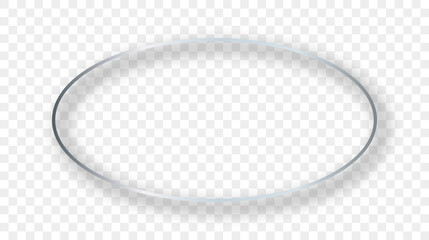 Silver glowing oval shape frame with shadow