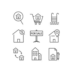 Real estate icon. Real estate set symbol vector elements for infographic web.