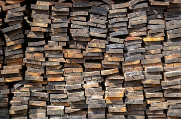 Rustic texture of stacked wooden planks