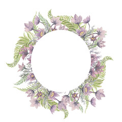 Flowers fern forest plants leaves watercolor illustration hand drawn. Sketch print textile set decoration bouquet vegetation