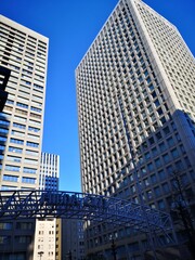 Fototapeta na wymiar Tokyo city skyscraper sunny day