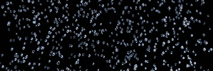 Lots of diamonds of various sizes falling from above with a black background to use as background...