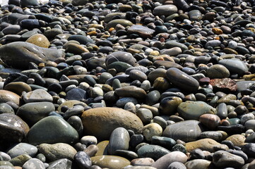 Sea pebbles close-up. Background image.