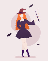 Fototapeta na wymiar Beautiful Halloween witch vector illustration