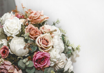 Obraz na płótnie Canvas Wedding decorative bouquet of live flowers close-up