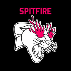 fire eyed black panther head vector