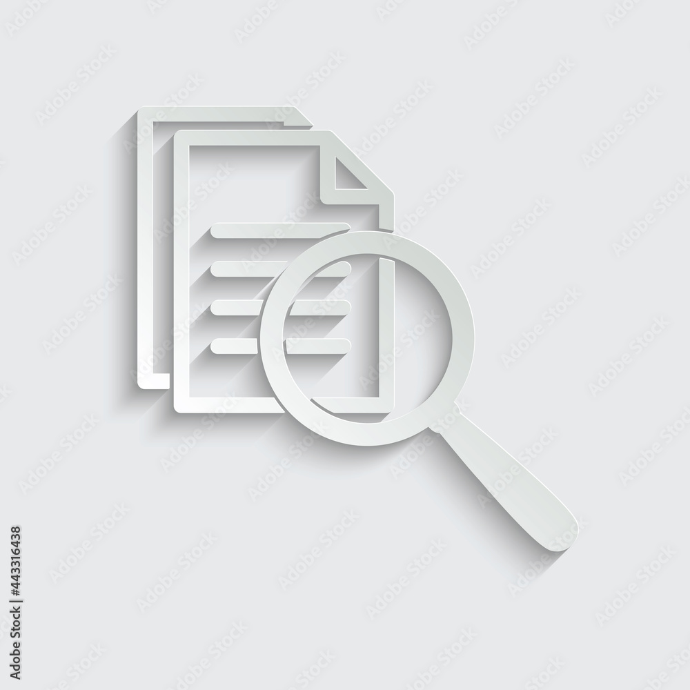 Poster paper search icon. document icon. search in document sign.