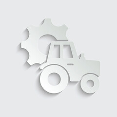 paper tractor icon vector. agricultural service icon 
