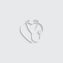 paper stethoscope with heart  icon vector
