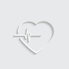 paper Heart Pulse Beat  - line vector icon
