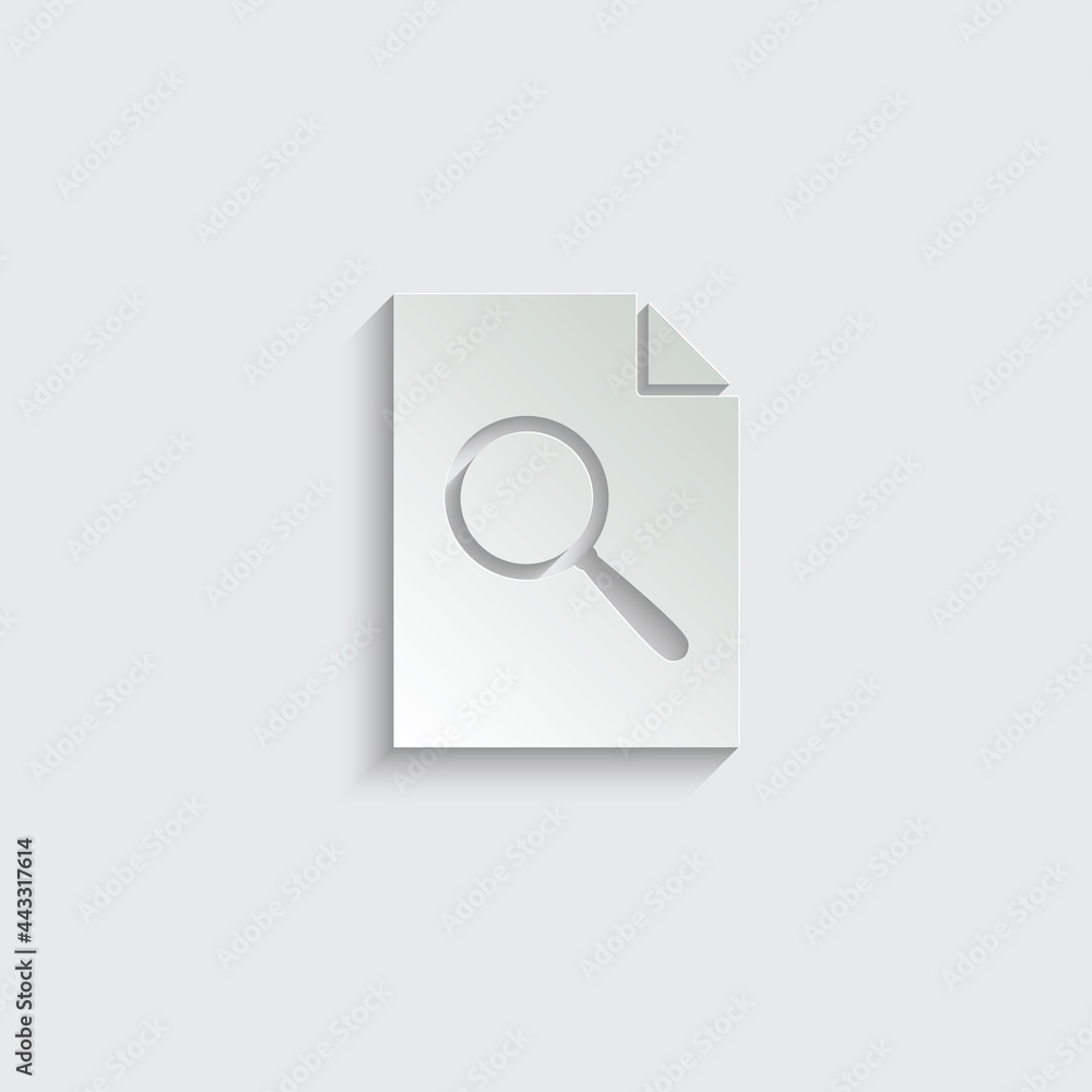 Poster paper search icon. document icon. search in document sign.