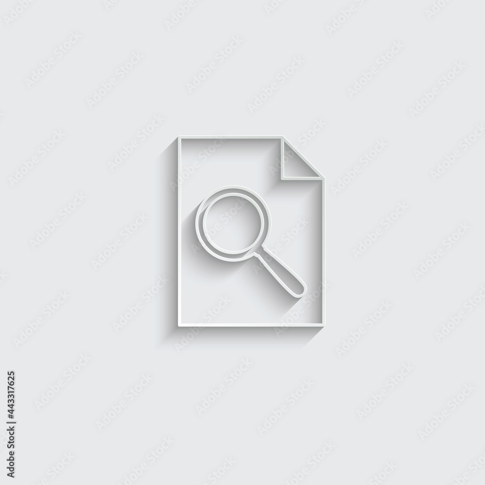 Poster paper search icon. document icon. search in document sign.