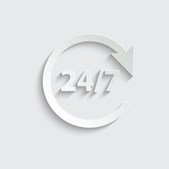 paper 24/7  hours  -  vector icon service symbol 