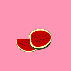 Vector graphics illustration of a red watermelon. Very fresh ripe watermelon. Perfect for web and logo designs.