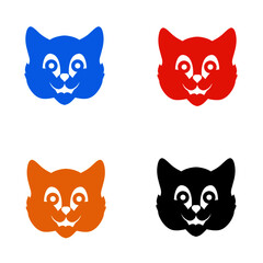 Vector graphic illustration of a cute tomcat head. Four cute Tomcat face icons with different color variations. Perfect for web and logo designs.