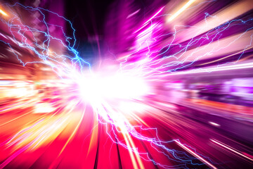 Abstract science backgrounds of Electric storm on motion speed effect