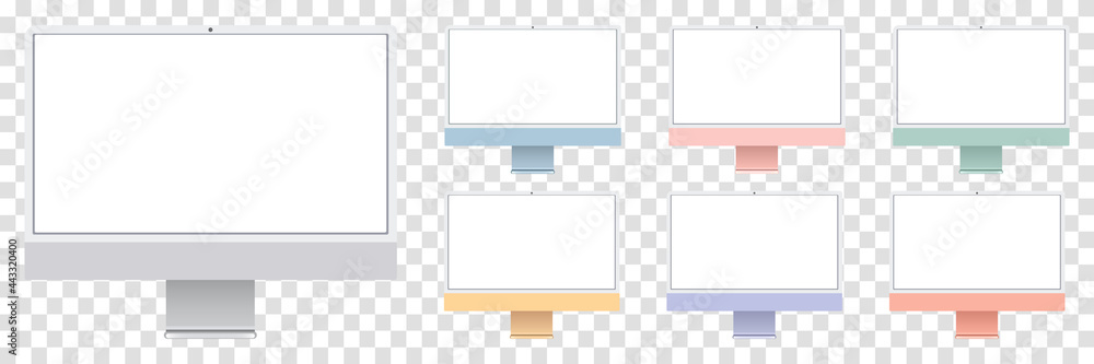 Poster realistic computer monitor isolated background. vector mockup. vector illustration.