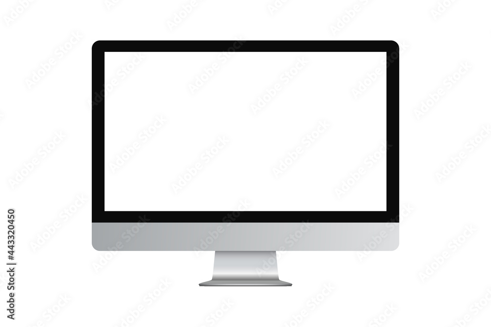 Poster realistic computer monitor isolated background. vector mockup. vector illustration.