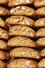 Traditional Italian almond biscuits (Cantucci), closeup view