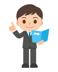 ファイルを持って提案するビジネスマン