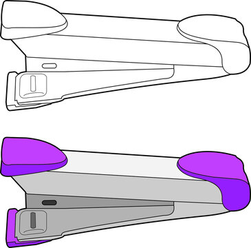 stapler outline and purple details clip art preview