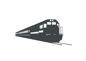 Passenger train with short hood locomotive silhouette, perspective view © supirloko89