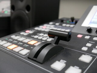 dissolve of switcher buttons in studio TV station,Television Broadcast.