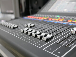 audio mixer control in studio TV station.
