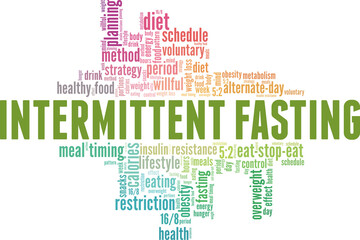 Intermittent Fasting vector illustration word cloud isolated on a white background.