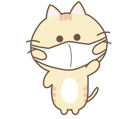 手を振るねこ/マスク