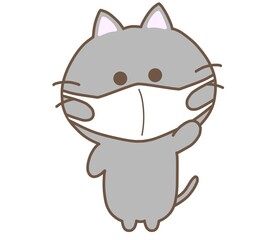 手を振る黒猫/マスク
