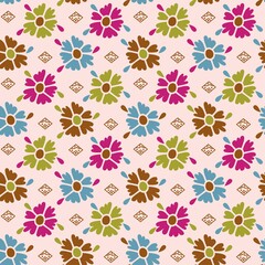 abstract floral vector pattern four color textile design