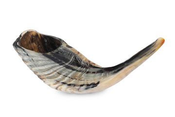 Shofar isolated on white. Rosh Hashanah holiday symbol